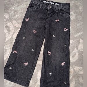 Toddler Girls Cat & Jack Black Jeans with Pink Embroidery Bows